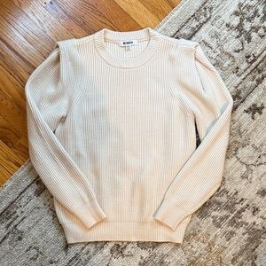 BB Dakota Cream Ribbed Crewneck Sweater